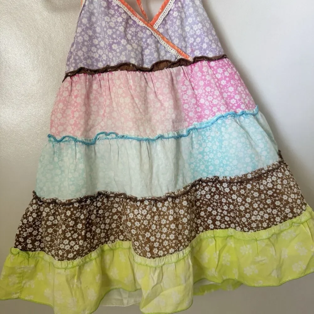 Children’s Place Sundress Girls 5/6 Colorful Patchwork Halter Tiered Boho Cute - Picture 5 of 9
